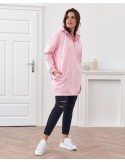 Plus Size insulated tunic with hood, powder FI586 - Online store - Boutique